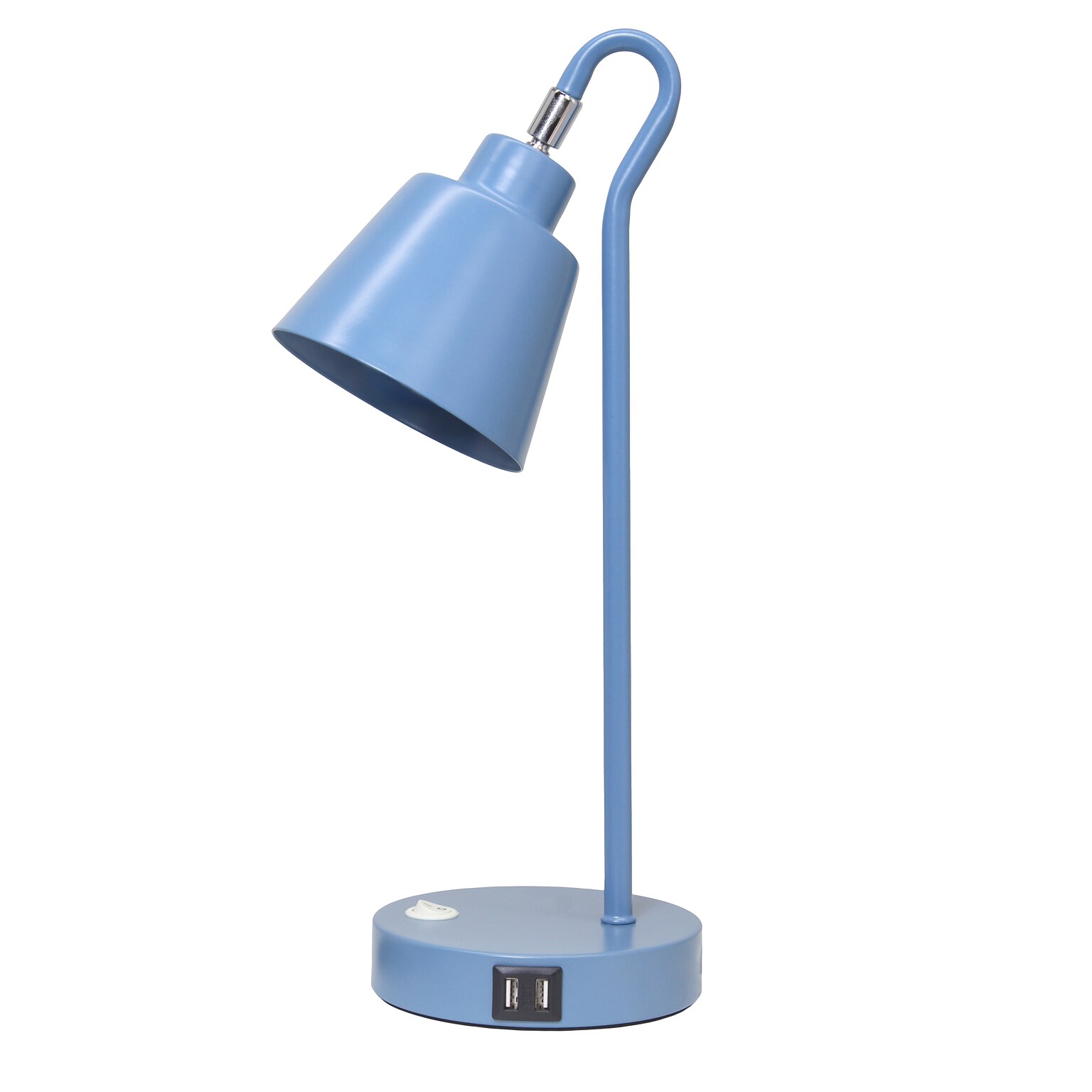 Simple Designs Sleek Essentials LED Desk Lamp, 16, with USB Ports, Blue (LD1073-BLU)
