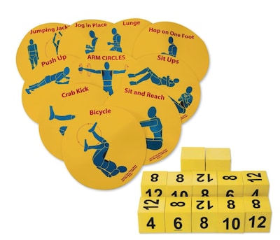 S&S Fitness Spot Markers & Dice, Assorted Colors, 22/Pack (W12469)