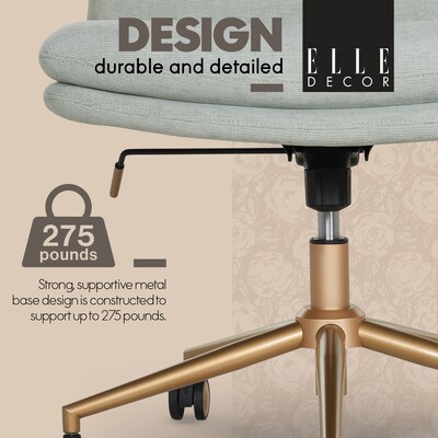 Elle Decor Ariana Armless Ergonomic Fabric Swivel Computer and Desk Chair, Mint Blue (60121-MBLU)