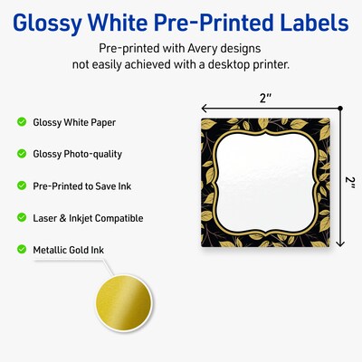 Avery Square Laser/Inkjet Multipurpose Labels, 2 x 2, White, 120/Pack (19479370920)