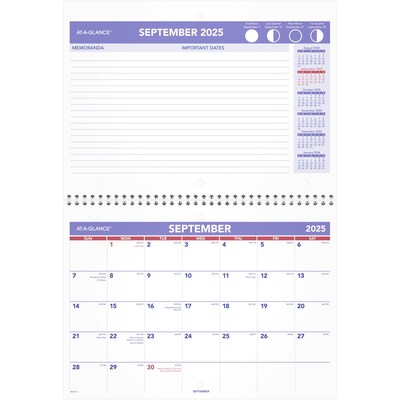 2025-2026 AT-A-GLANCE 11 x 8 Academic Monthly Desk or Wall Calendar, Purple/Red (SK16-16-26)