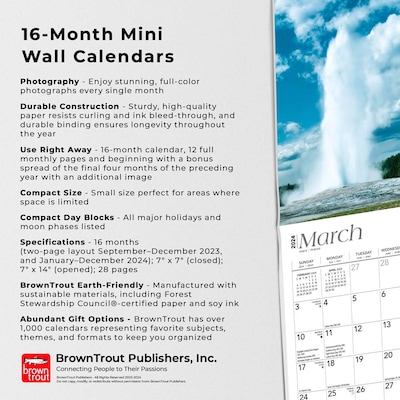 2024 BrownTrout National Parks 7" x 14" Monthly Wall Calendar (9781975464127)