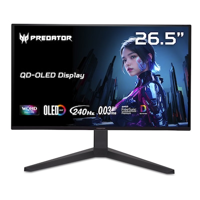Acer Predator 26.5 QHD 240Hz OLED AMD FreeSync Gaming Monitor, HDR10, Built-In Speakers, Height Adjustable (UM.GXXAA.106)