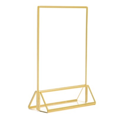 Excello Global Products Generic Holder, 4" x 6", Vertical, Desktop/Countertop, Gold Acrylic (SGNH-GT-4X6)