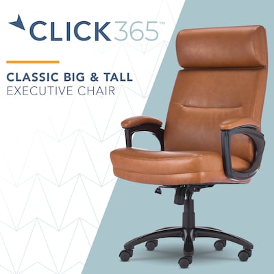 Click365 Classic Ergonomic Bonded Leather Executive Big & Tall Chair, 350 lb. Capacity, Cognac (CCHR10023A)