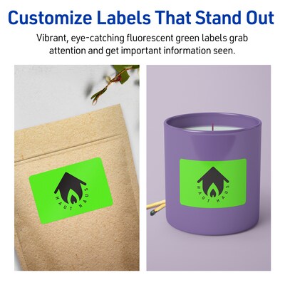 Avery Rectangle Multipurpose Labels, 2" x 3.75", Neon Green, 640/Box (94240)