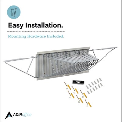 AdirOffice Steel Blueprint Large File Storage Pivot Wall Rack, Gray (617-KIT1)
