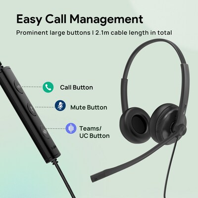 YeaLink UH34 Noise Canceling Stereo On-Ear Headset, UC Certified (1308044)
