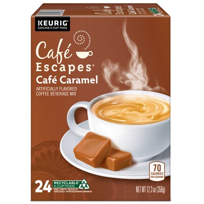 Cafe Escapes Caramel Coffee Keurig® K-Cup® Pods, Light Roast, 24/Box (GMT6813)