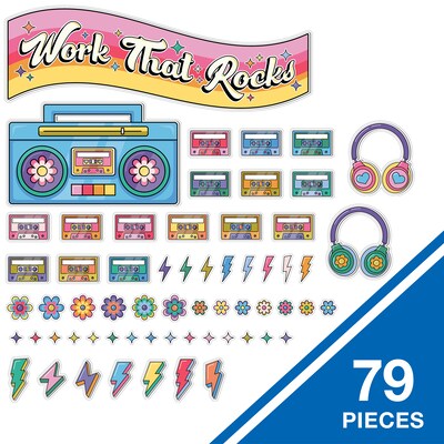 Carson-Dellosa Happily Ever Elementary Retro Remix Work That Rocks Bulletin Board Set (110592)