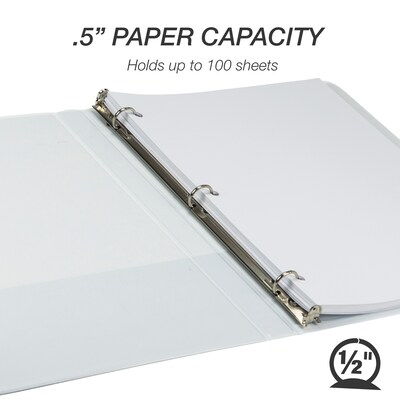 Samsill Earth's Choice Plant-Based  Durable 1/2" View Binder, 3-Ring , Made in USA, White (18917)