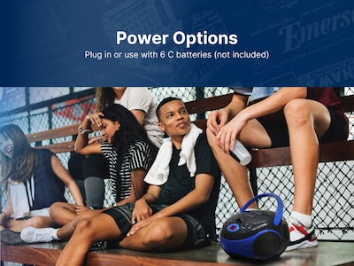 Emerson Bluetooth Boombox Radio, Blue (EPB-3003 BLUE)