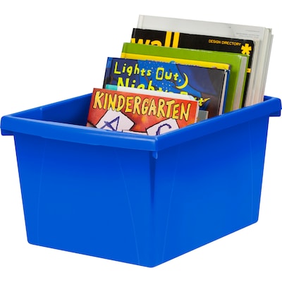 Storex Polypropylene/PP 4 Gallon Classroom Storage Bin, 7.9" x 11.3" x 13.6", Blue, 3/Bundle (STX61451U06C-3)
