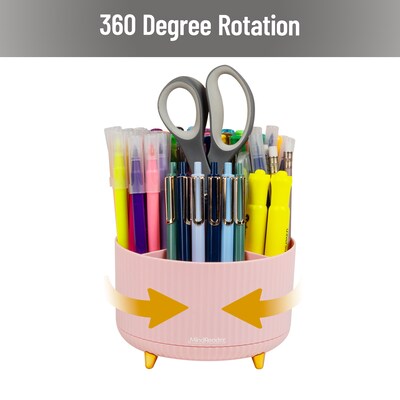 Mind Reader 5-Compartment Rotating Plastic Pen Holder, Pink (SPINPEN-PNK)