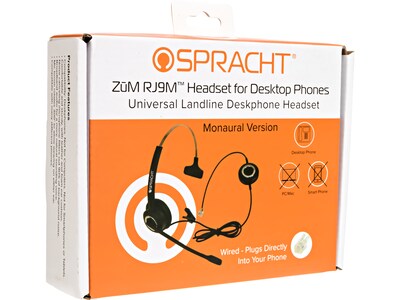 Spracht ZUM RJ9M Noise-Canceling Mono Deskphone On Ear Headset, RJ-9 (ZUMRJ9M)