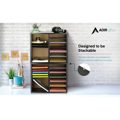 AdirOffice 500 Series 12 Compartment Literature Organizers, 20" x 11.8", Black, 2/Pack (500-12-BLK-2PK)