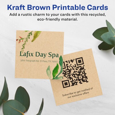 Avery Integrated Cards, 2 x 2, Matte Kraft Brown, 600/Box (95269)