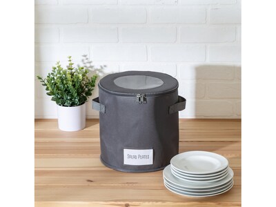 Honey-Can-Do Polyester Round Dinnerware Storage Box, Gray (SFT-09236)
