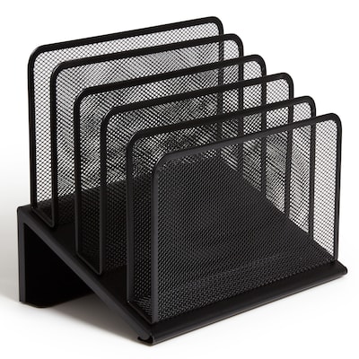 TRU RED™ 5-Compartment Metal Mesh File Organizer,  Matte Black (TR57554)