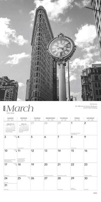 2024 BrownTrout New York City 12" x 24" Monthly Wall Calendar, Black & White (9781975464264)