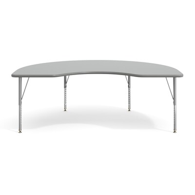 Flash Furniture Wren Kidney Activity Table, 72" x 48", Height Adjustable, Gray Top/Silver Frame (XUA4872KDGYTP)