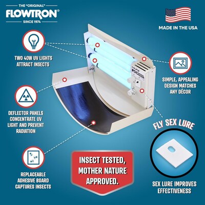 Flowtron Electric Indoor Sconce Fly Killer, 1200 sq. ft. Coverage, 80W Bulb with Dual Lure Method (F