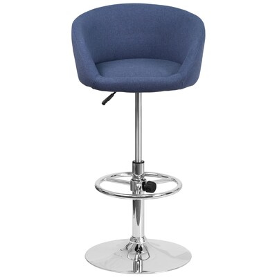 Flash Furniture Contemporary Fabric Adjustable Height Barstool with Back, Blue (CHTC31066LBLFAB)