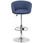 Flash Furniture Contemporary Fabric Adjustable Height Barstool with Back, Blue (CHTC31066LBLFAB)