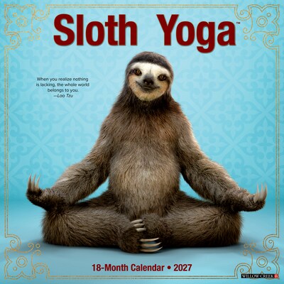 2027 Willow Creek Sloth Yoga 12 x 12 Monthly Wall Calendar, Assorted Colors (62388)
