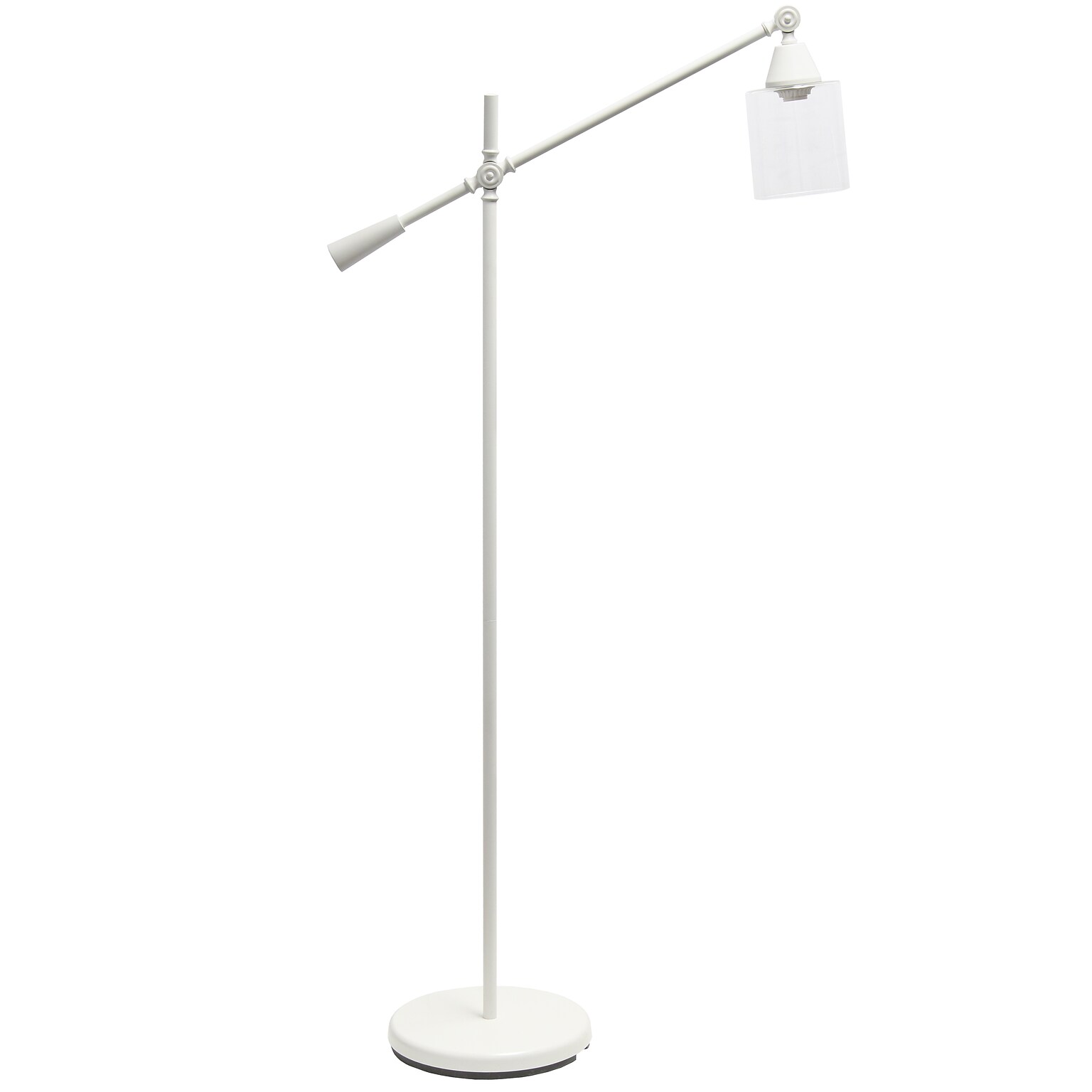 Lalia Home Studio Loft Swing Arm 55.5 White Floor Lamp with Clear Glass Cylindrical Shade (LHF-5021-WH)