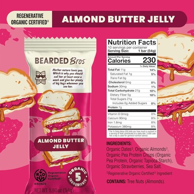Bearded Bros Gluten Free Almond Butter Jelly Energy Bar, 1.9 oz., 10/Pack (220-02917)
