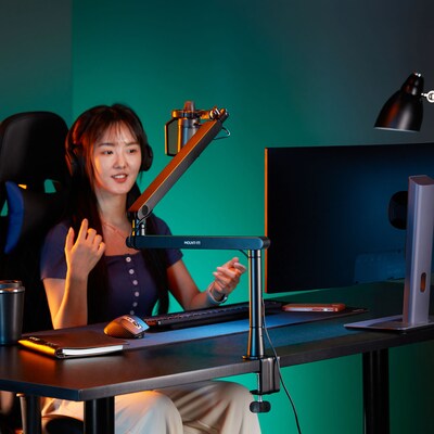 Mount-It! Premium Low-Profile Microphone Boom Arm for 3/8" & 5/8" Mic Mounts, Holds up to 4.4 lbs., Matte Black (MI-7612)