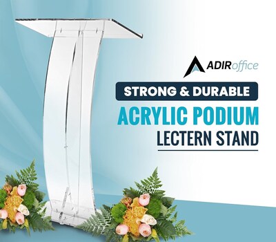 AdirOffice 47" Speaker Podium Slanted Lectern, Clear (661-03-CLR)