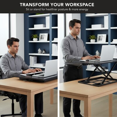 Mount-It! 32"W Rectangular Adjustable Metal Standing Desk Converter, Black (MI-7929BLK)