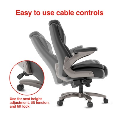 Staples Randolph Ergonomic Bonded Leather Executive Big & Tall Chair, 400 lb. Capacity, Black (ST62818)