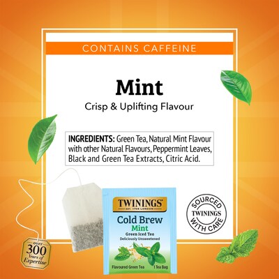 Twinings Iced Cold Brewed Mint Green Tea Bags, 20/Box (F07413)