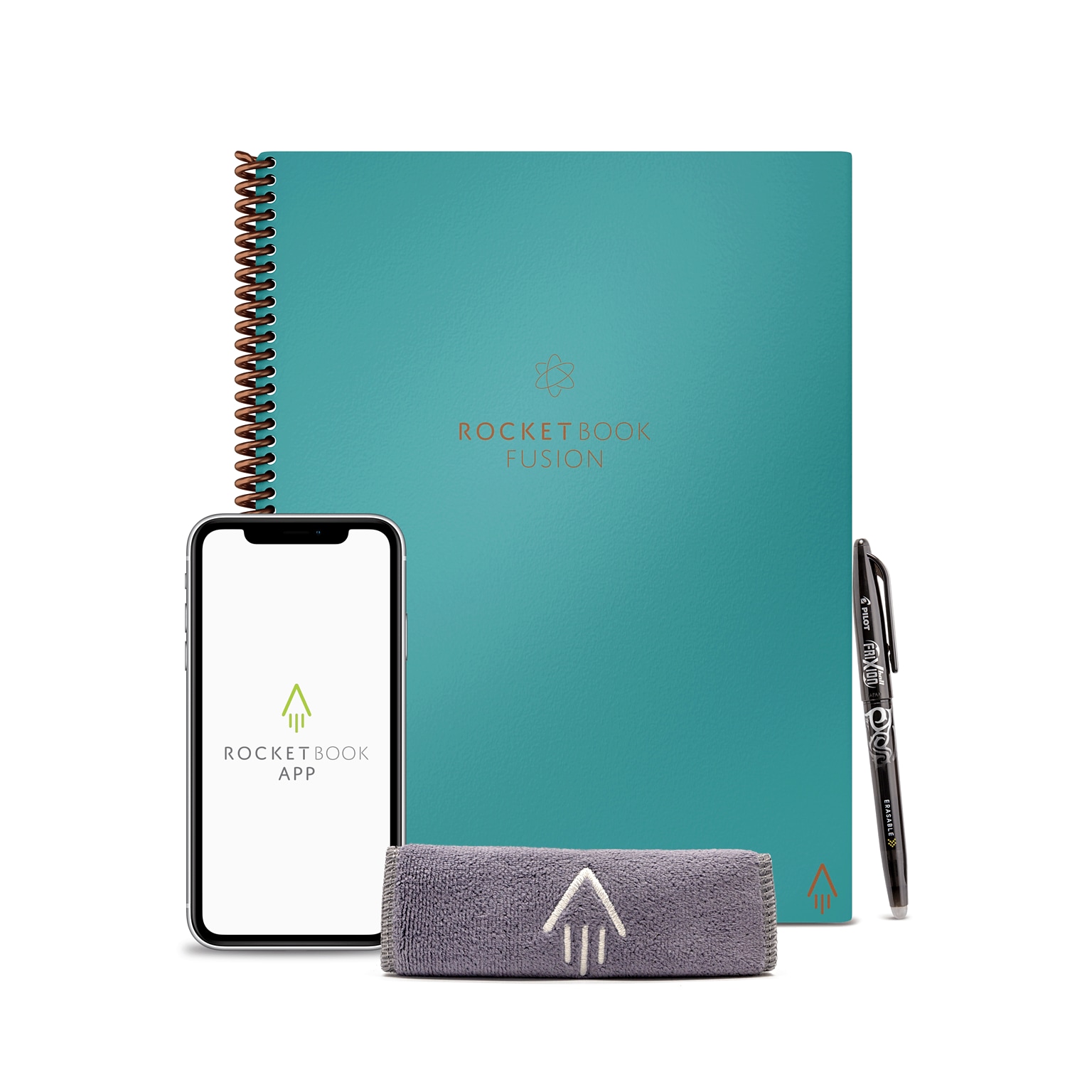 Rocketbook Fusion Reusable Notebook Planner Combo, 8.5 x 11, 7 Page Styles, 42 Pages, Teal (EVRF-L-RC-CCE-FR)