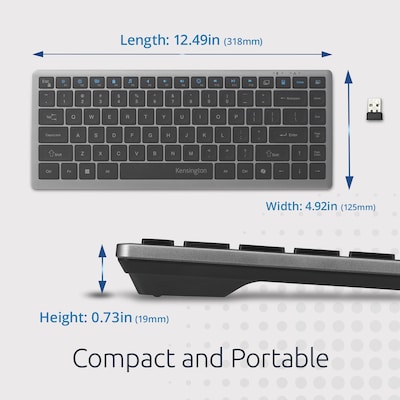 Kensington KB435 EQ Rechargeable Multi-Device Compact Keyboard (K75409NA)
