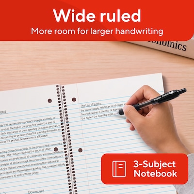 STAPLES 1-Subject Notebook, 8” x 10.5”, Wide Ruled, 70 Sheets, Assorted Colors