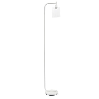 Simple Designs Modern Iron Lantern Floor Lamp with Glass Shade, White (LF2009-WHT)