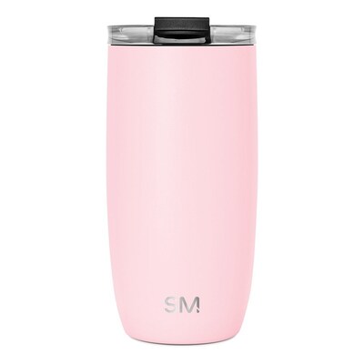 Voyager Solid Tumbler with Clear Flip Lid & Straw, 16oz - Blush