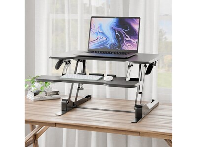 Mount-It! 30"W Manual Rectangular Adjustable Standing Desk Converter, Black (MI-15009S)