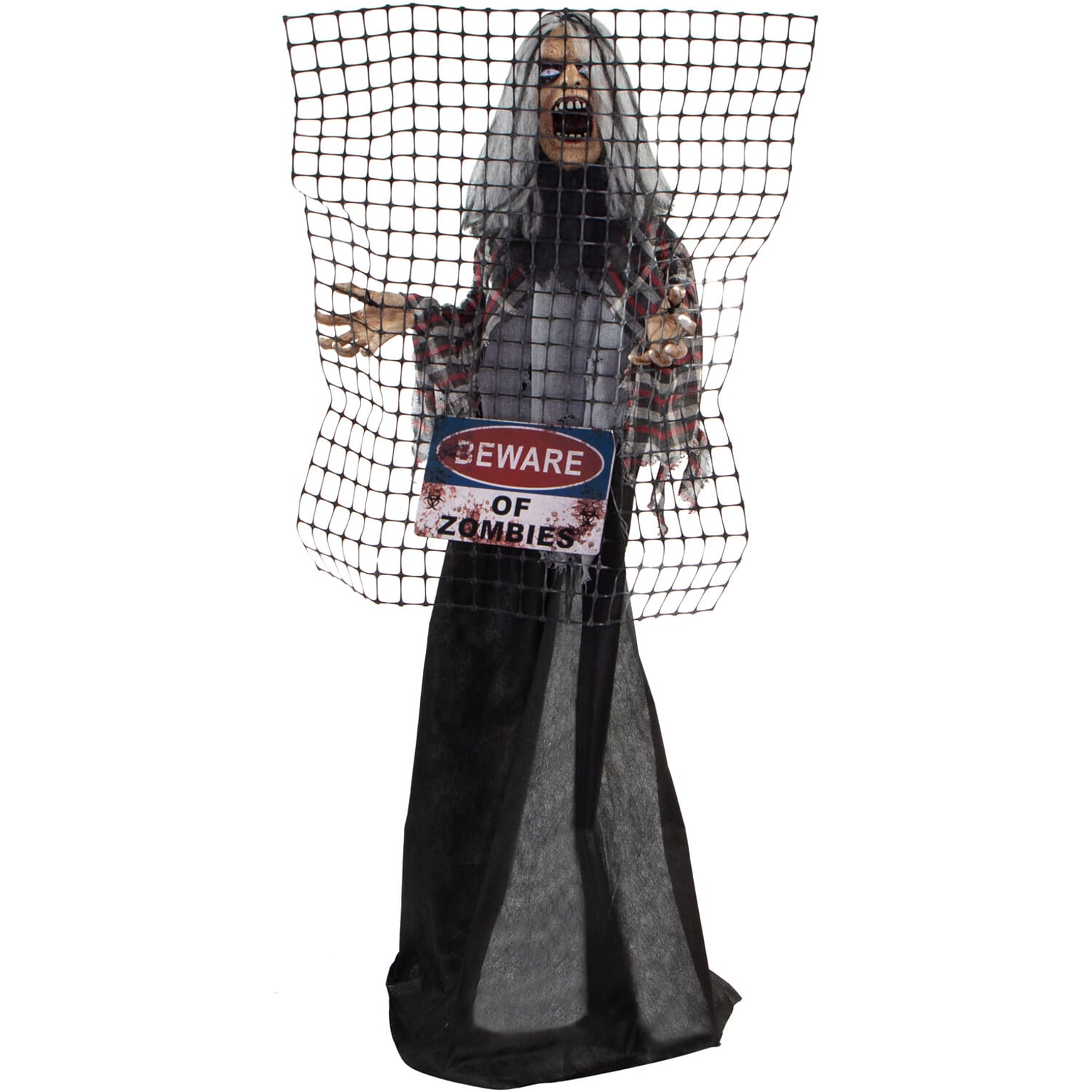 Haunted Hill Farm Life-Size Animatronic Zombie with Electric Fence (HHMAN-5FLSA)