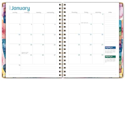 2027 Excello Brands 7.8" x 9" Weekly & Monthly Standard Planner, Paperboard Cover, Watercolor Butterflies (FSHN-CY27-79-33)
