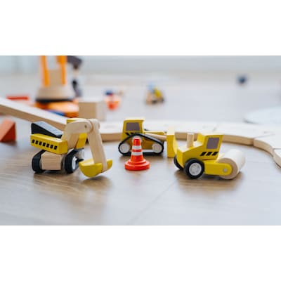 PlanToys Road Construction Playset, Yellow (PTS6014)