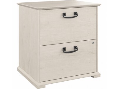Bush Furniture Homestead 2-Drawer Lateral File Cabinet, Letter/Legal Size, Lockable, Linen White Oak (HOF129LW-Z)