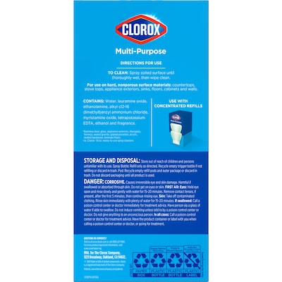 Clorox Multi-Purpose Cleaning Spray System Starter Kit, 1 Spray Bottle and 1 Refill, Crisp Lemon, 1.13 fl. oz. (60160)