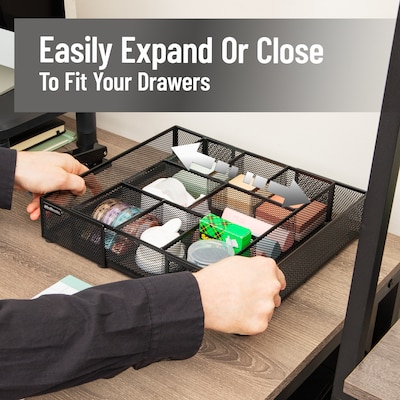 Mind Reader 10-Compartment Metal Desk Organizer, Black (DEERX-BLK)