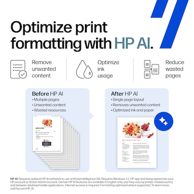 HP OfficeJet Pro 9125e Wireless Color All-In-One Printer, Scan, Copy, Fax, 3 Months Free Instant Ink, AI Enabled (403X0A)