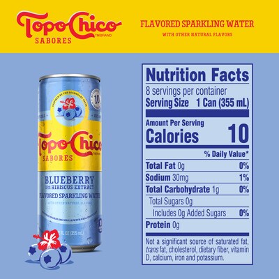 Topo Chico Sabores Blueberry Hibiscus Sparkling Water, 12 oz., 8 Cans/Pack (412570)